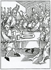 Di golosi e ubriaconi, illustrazione dalla traduzione inglese di Alexander Barclay di 